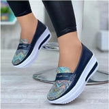 fashion round toe low top wedge platform sneakers comfort Non slip women loafers plus size 43 flat casual shoes of