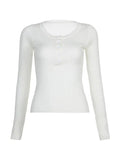 Solid Breasted Ribbed Long Sleeve Knit- Outfit