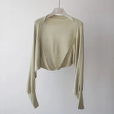 Silk Sunscreen Knitted Cardigan Women 2023 Summer Thin Strap Small Shawl Air Conditioning Shirt Bat Sleeve Cover Tops