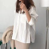 Vintage Back Split Women Blouses Shirts Elegant Single-breasted Female White Shirts 2020 Spring Summer Tops