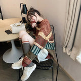 Japanese Vintage Print Sweet Knitted Sweater Women Harajuku Autumn Winter Lazy Wind Y2k Pullovers Korean Preppy Style