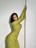 Spring And Summer New Folding Personality Twist Rope Decoration Collar Long Sleeve Long Sleeve Long Dress