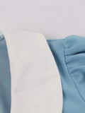 Women Single-Breasted Vintage Dress Bow Front Knee Length A-Line Button 1950s Style Office Ladies Tunic Shirt