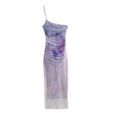 Purple Slip Bodycon Dress Women Ruched Tulle Long Dresses Women Summer Backless Sexy Dress Off Shoulder Night Party