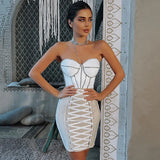 Bandages Dress For Women 2022 New Draw String Strapless Sexy Club Party Celebrity Elegant