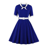 Green Autumn Women 50s 60s Tunic Midi Dress Retro Vintage Robe Rockabilly Vestido Office Casual Winter 1950s Short