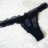 2XL Plus Size Women's G String Ruffled Underwear Panties Bow Sexy Lingerie Thongs Lace T-back Seamless Ruffles