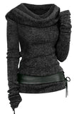 Autumn Sweater Women Colorblock Zip Embellished Hooded Sweater Oversized Warm Female Pullovers Casual Jumper