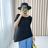 Folded Round Collar Folding Top In The Long Loose Thin Irregular Spring Blouse Summer Design
