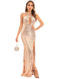 slip maxi luxury party dresses for women 2022 backless elegant bodycon sequin summer dress birthday evening prom