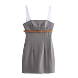 Sling Splicing Short Dress Commuter Assembly Woman 2025 New