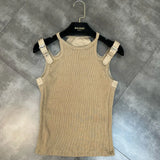 2022 Spring Summer New Arrival Sleeveless O Neck Multi Shoulder Strap Slim Tank Top Women