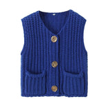 Autumn Street Shirt Fashion Cute Crochet Wool Vest Knitted Thick Knitted Vest Women's