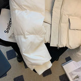 Autumn Winter Women Down Jacket Retro British Style Hooded Loose White Casual Thicken Warm Short Down-filled