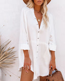 Queens Women Long Sleeve Single Breasted Button Boho Shirts Ladies Cotton Loose V-neck Casual