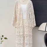 Wind With Thin Crochet Crocheted Cardigan Women's Holiday Wind Wearing Shawl Coat Long Sunscreen