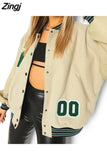 and American English alphabet high quality towel embroidered jackets coats women's street retro baseball uniform
