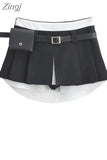Women's Pleated Skirts Grey Vintage Female Streetwear Korean High Waist Fashion Y2k E-girl A-line Black Mini Skirt Shorts