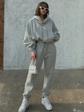 Basic Solid Hooded Tracksuit SetOutfit