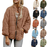 Solid Color Stand-up Collar Loose Pockets