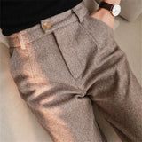 Pants Women's Harem Pencil Pants Spring High Waist Pockets 3XL Suit Pants Office Lady Stripde Zipper