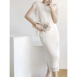 Folded Temperament Net Folding Set Thin Temperament Blouse Short-Sleeved Skirt Large Size Women's
