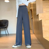 Loose Office Lady Thin Wide Leg Pants Summer High Waist Elastic Women 4XL Casual Korean Straight Trousers