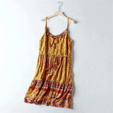 Queens Women Floral Print Sleeveless Beach Bohemian Mini Dresses Ladies Summer Rayon Boho Dress