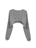 O-neck Short Knitted Sweaters For Women Autumn Fashion Long Sleeve Sexy Streetwear Outerwear Female Crop