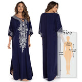 Sexy Cold Shoulder V Neck Bats Sleeve Loose Summer Beach Dress Plus Size Women Beachwear Kaftan Black Dress