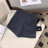 Women Shorts Skirts Korean Irregular A Line Wide Leg Shorts Office Lady Elegant High Waist Solid Casual Suit Short