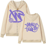 Zipper Hoodie Minus Two Pattern Printing Solid Color Oversized Clothing 2023 New Punk Harajuku Leisure Best Selling
