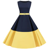 Summer Women Elegant Vintage Midi Dress Sexy Solid Patchwork A-line Vestidos Sleeveless Party Dresses 2022 Robe