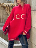 Red Small Round Collar Sweater Women Loose Retro Knitted Shirt Autumn And Winter Hooded