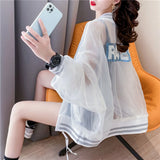 UV Sun Protection Clothing Long Sleeve Color Matching Jacket Anti Ultraviolet Summer Beach Letter baseball uniform