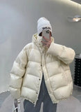 Duck Down Jacket Women Fall Winter 2023 New Long Sleeve Thicken Warm Loose Puff Jackets Chic with Hood Feather