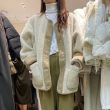 Vintage 2022 Winter Women Warm Fleece Coat Jackets Lamb Wool Thickened Female Oversized Chic Outwear Aesthetic