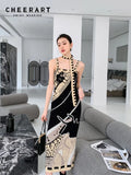 High Fashion Backless Knitted Dress For Women 2022 Long Midi Spaghetti Strap Ladies Dress Designer Aesthetic