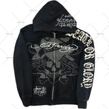 Popular Hip Hop Zipper Hoodies Men Y2K New Harajuku Vintage Sweatshirts Punk Rock Plus Size Loose Anime Hoodie