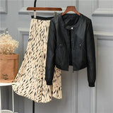 Spring Autumn Faux Leather Jacket Women O-neck Zipper Casual Jackets Female Short Biker Coat Plus Size S-4XL