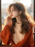 Year's Popular Color Round-Neck Sweater Women Winter Han Wear A Small Knitted Shirt Lazy Style Good-Looking