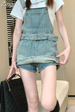 Denim Camis Dresses High Waist Light Blue Belt A-Line Slim Fit Summer Mini Dress Korean Chic Y2k Bodycon Skirts