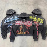 Flat Hooded Ins College Windy Loose Zipper Thick Hooded