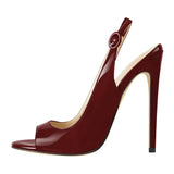 Onlymaker Women's Peep Toe 12cm Thin High Heels Pumps Sandals Ladies Shoes Open Toe Big Size Summer Stiletto