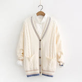 Women Knit Cardigans V neck Button Up Cartoon Sweater Jumpers V neck Long Winter Chic Cardigans Open Stitch