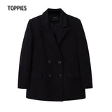 2021 Womens Long Blazer Double Breasted Suit Jacket Loose Oversize Coat Solid Color Formal