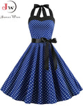 Retro White Polka Dot Dress Audrey Hepburn Vintage Halter Party Dress 50s 60s Pin Up Rockabilly Y2K Dress