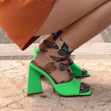 Onlymaker Women Square Toe PVC Slip on Clear High Heels Transparent Summer Concise Casual Party Dress