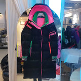 American Fashion Winter 90% White Duck Down Jacket Women Glossy Colorful Veste Femme Streetwear Thick Warm long