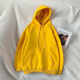 Cotton Hoodies Women Fashion Solid Color Casual Hooded Sweatshirt Streetwear Loose Hip Hop Pullover Hoodie Couple